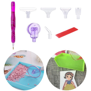 Diamond Painting Pen Kit with 5 Drill Pen Picking Heads and 1  Clay (Purple)