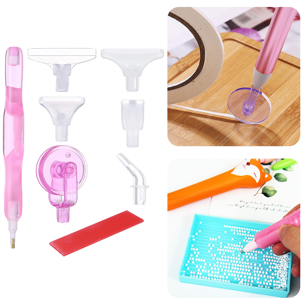Diamond Painting Pen Kit with 5 Drill Pen Picking Heads and 1  Clay (Pink)