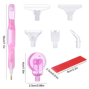 Diamond Painting Pen Kit with 5 Drill Pen Picking Heads and 1  Clay (Pink)