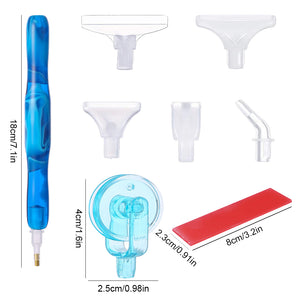Diamond Painting Pen with 5 Drill Pen Picking Heads and 1  Clay (Deep Blue)