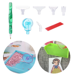 Diamond Painting Pen Kit with 5 Drill Pen Picking Heads and 1  Clay (Green)