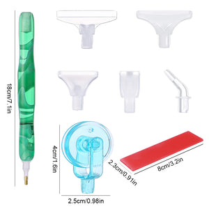 Diamond Painting Pen Kit with 5 Drill Pen Picking Heads and 1  Clay (Green)