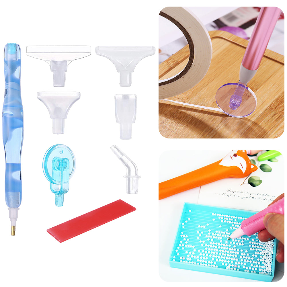 Diamond Painting Pen with 5 Drill Pen Picking Heads and 1  Clay (Sky Blue)