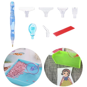 Diamond Painting Pen with 5 Drill Pen Picking Heads and 1  Clay (Sky Blue)
