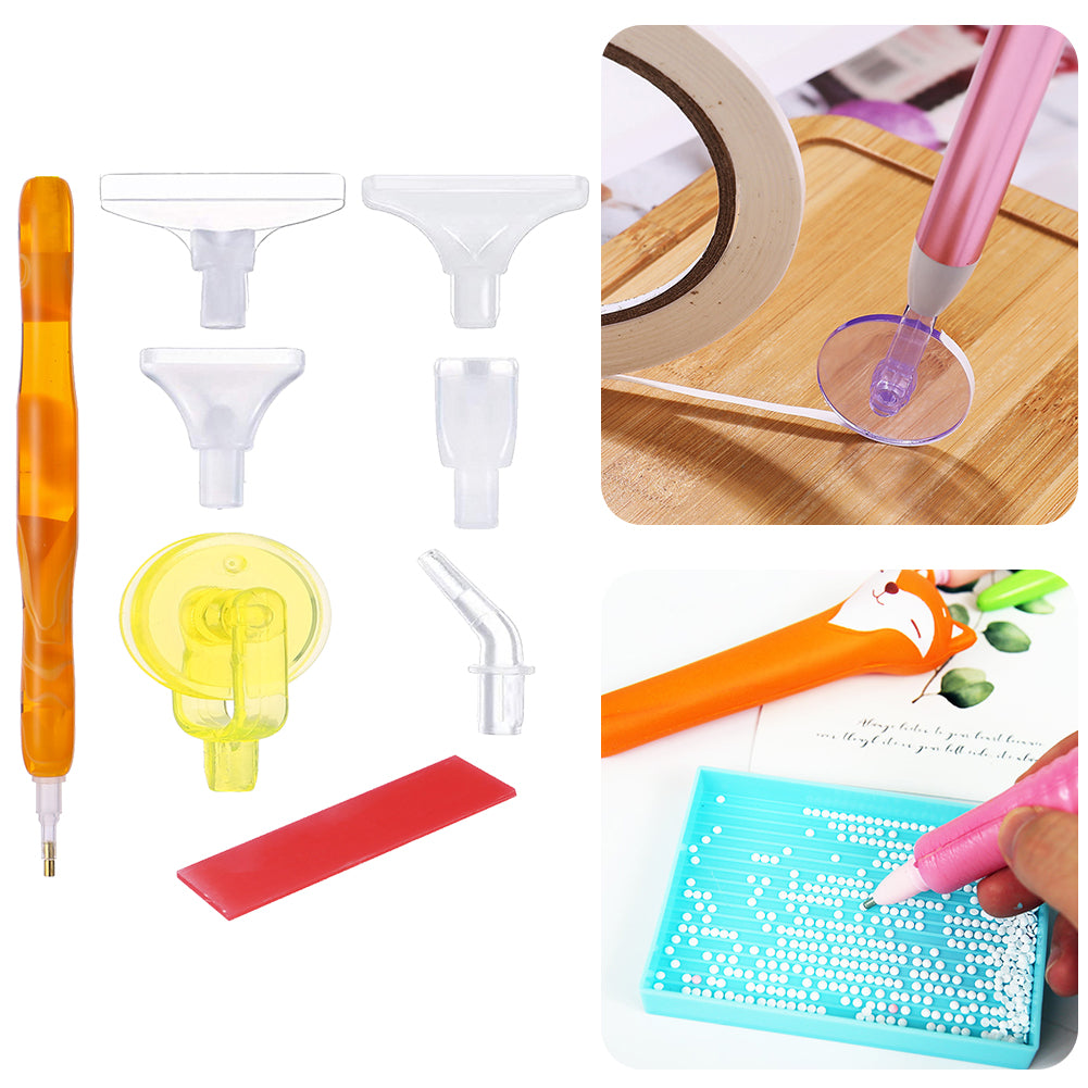 Diamond Painting Pen Kit with 5 Drill Pen Picking Heads and 1  Clay (Yellow)
