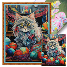 Load image into Gallery viewer, Huancan - Kid With A Knitted Cat - 45*60CM 11CT 3 Stamped Cross Stitch
