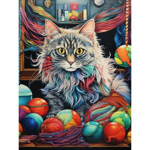 Huancan - Kid With A Knitted Cat - 45*60CM 11CT 3 Stamped Cross Stitch