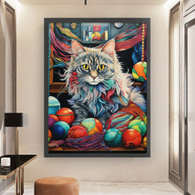 Load image into Gallery viewer, Huancan - Kid With A Knitted Cat - 45*60CM 11CT 3 Stamped Cross Stitch
