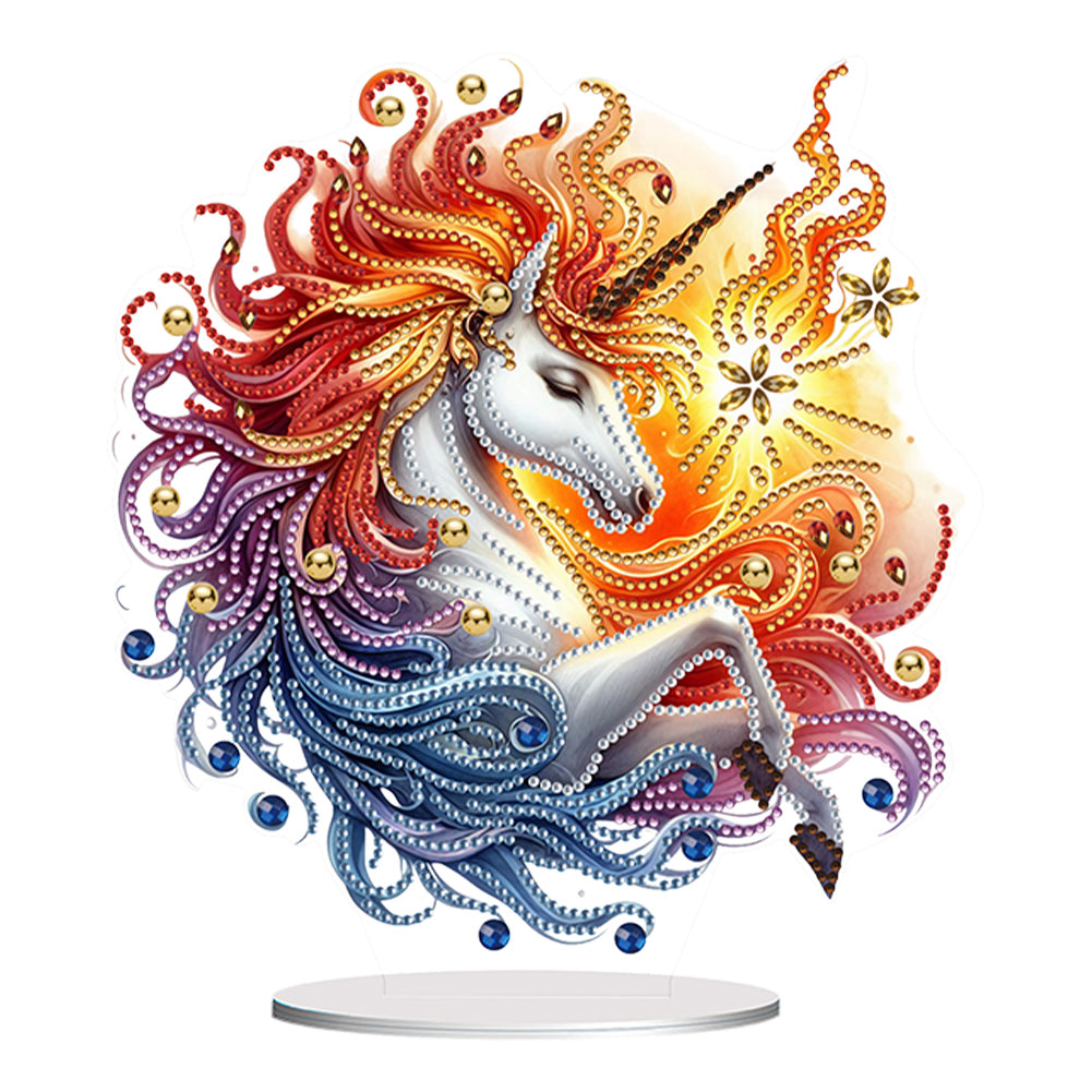 2D Flat Unicorn Print DIY Desktop Diamond Art Kits for Home Office Desktop Decor