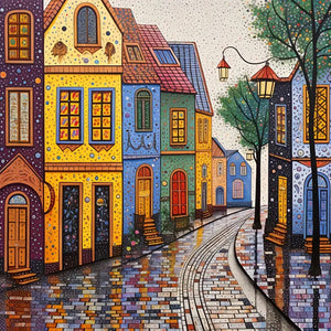 Colorful House 40*40CM(Canvas) Full Round Drill Diamond Painting