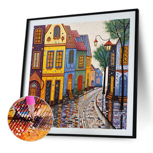 Colorful House 40*40CM(Canvas) Full Round Drill Diamond Painting