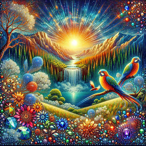 Beautiful Dawn Scenery 30*30CM(Canvas) Full Round Drill Diamond Painting