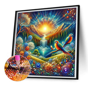 Beautiful Dawn Scenery 30*30CM(Canvas) Full Round Drill Diamond Painting