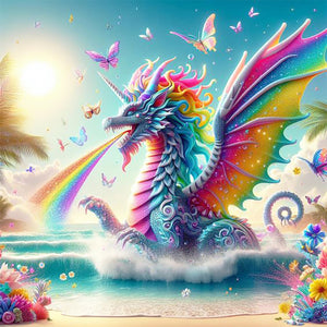 Colorful Dragon By The Sea 30*30CM(Canvas) Full Round Drill Diamond Painting