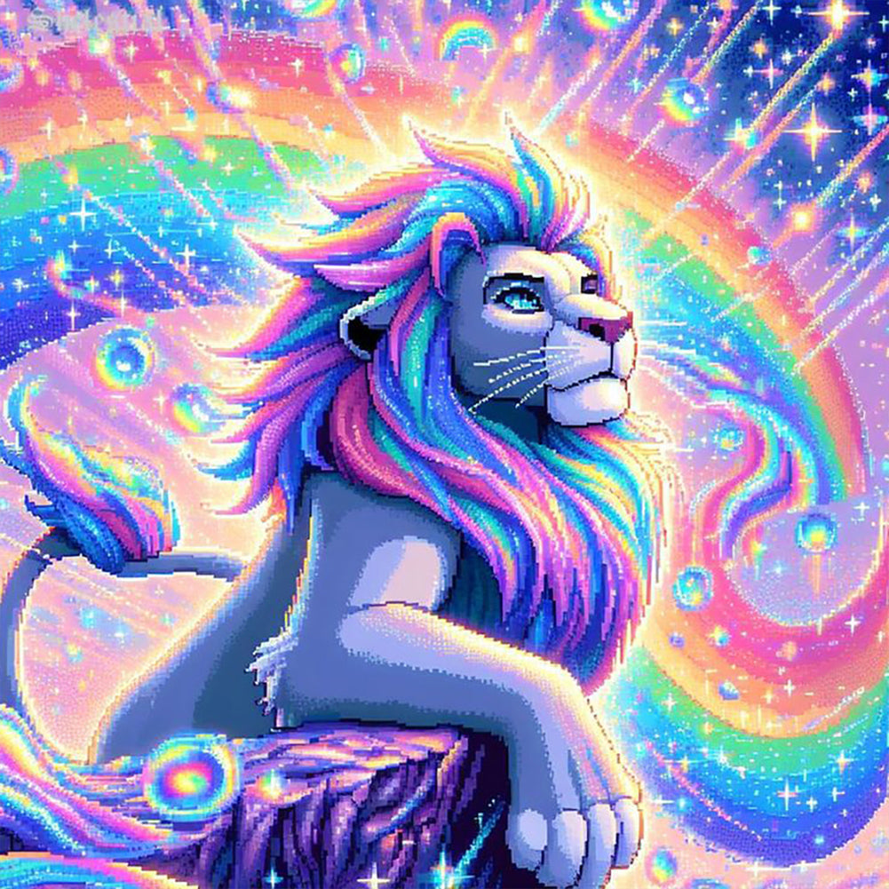 Colorful Lion 30*30CM(Canvas) Full Round Drill Diamond Painting