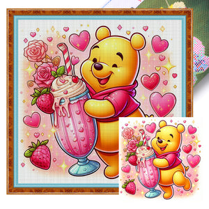 Yishu - Strawberry Ice Cream Winnie The Pooh - 50*50CM 11CT 3 Stamped Cross Stitch