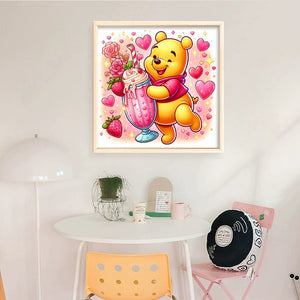 Yishu - Strawberry Ice Cream Winnie The Pooh - 50*50CM 11CT 3 Stamped Cross Stitch