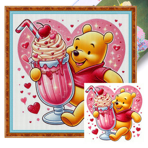 Yishu - Cherry Ice Cream Winnie The Pooh - 50*50CM 11CT 3 Stamped Cross Stitch