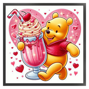 Yishu - Cherry Ice Cream Winnie The Pooh - 50*50CM 11CT 3 Stamped Cross Stitch