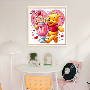 Yishu - Cherry Ice Cream Winnie The Pooh - 50*50CM 11CT 3 Stamped Cross Stitch