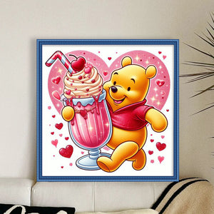 Yishu - Cherry Ice Cream Winnie The Pooh - 50*50CM 11CT 3 Stamped Cross Stitch