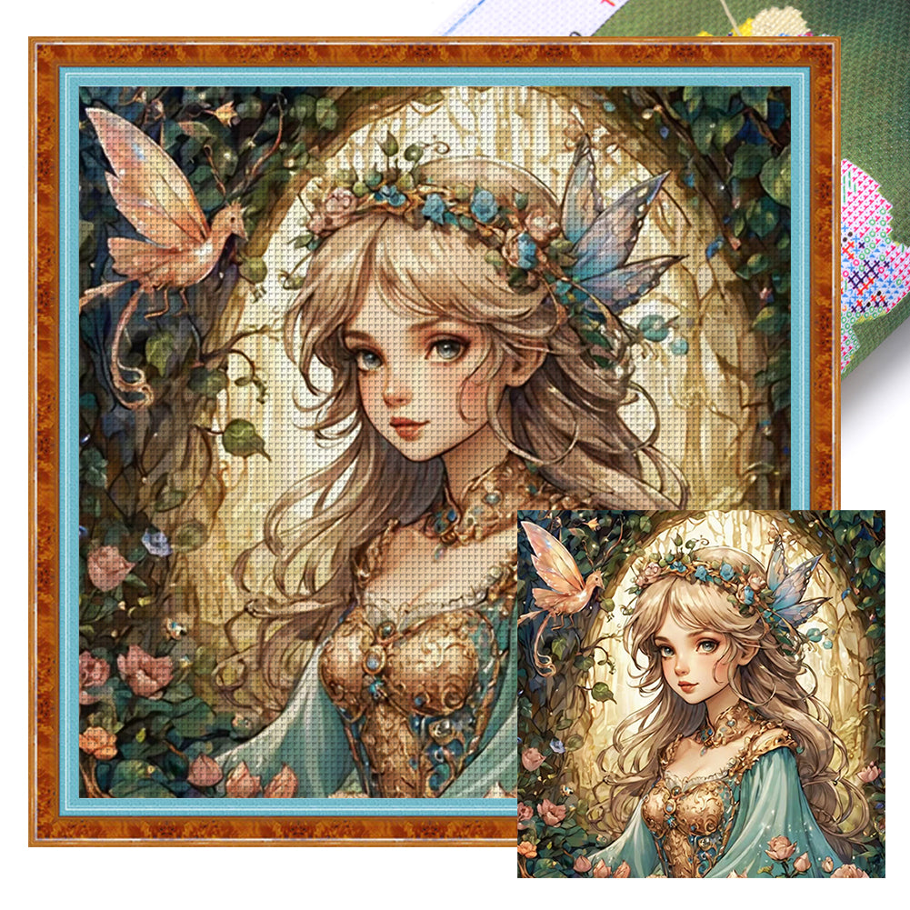 Huancan - Butterfly Fairy - 50*50CM 14CT 2 Stamped Cross Stitch