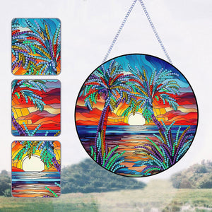 Coconut Palm Diamond Painting Art Pendant Acrylic Diamond Painting Hanging Decor