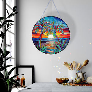 Coconut Palm Diamond Painting Art Pendant Acrylic Diamond Painting Hanging Decor
