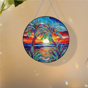 Coconut Palm Diamond Painting Art Pendant Acrylic Diamond Painting Hanging Decor
