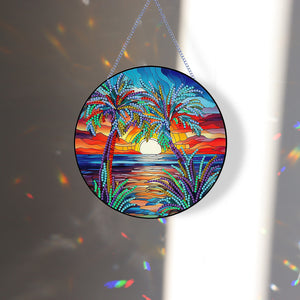Coconut Palm Diamond Painting Art Pendant Acrylic Diamond Painting Hanging Decor