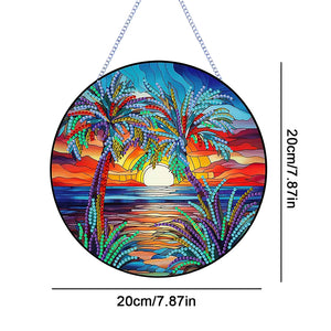 Coconut Palm Diamond Painting Art Pendant Acrylic Diamond Painting Hanging Decor