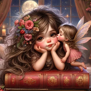 Cartoon Girl And Elf 50*50CM(Canvas) Full Round Drill Diamond Painting