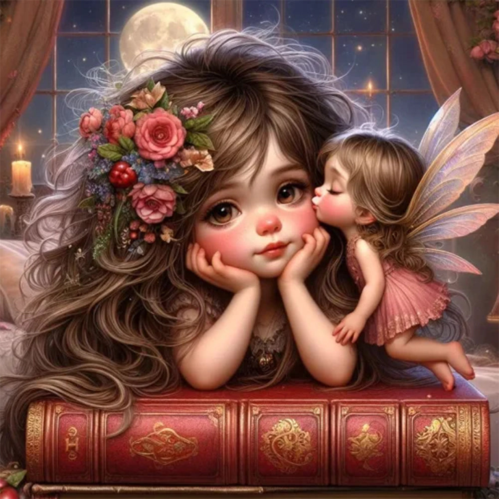 Cartoon Girl And Elf 50*50CM(Canvas) Full Round Drill Diamond Painting