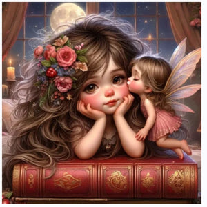 Cartoon Girl And Elf 50*50CM(Canvas) Full Round Drill Diamond Painting