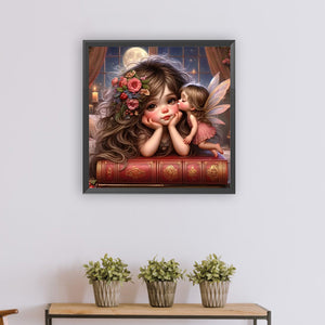 Cartoon Girl And Elf 50*50CM(Canvas) Full Round Drill Diamond Painting