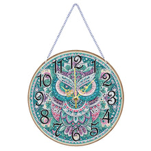 Load image into Gallery viewer, 2D Flat DIY Owl Wooden Diamond Painting Clock Pendant for Home Decoration
