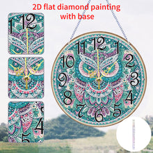 Load image into Gallery viewer, 2D Flat DIY Owl Wooden Diamond Painting Clock Pendant for Home Decoration
