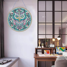 Load image into Gallery viewer, 2D Flat DIY Owl Wooden Diamond Painting Clock Pendant for Home Decoration
