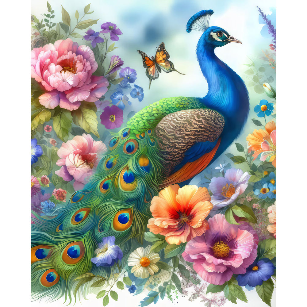 Peacock In The Garden 40*50CM(Canvas) Full Round Drill Diamond Painting