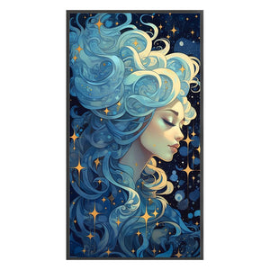Yishu - Dream Curly-Haired Girl - 40*70CM 11CT 3 Stamped Cross Stitch