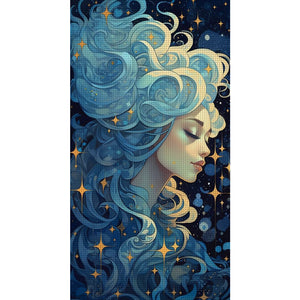 Yishu - Dream Curly-Haired Girl - 40*70CM 11CT 3 Stamped Cross Stitch