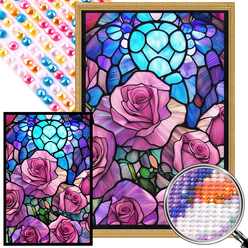 Glass Painting With Roses 40*60CM(Picture) Full Round Drill Diamond Painting