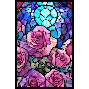 Glass Painting With Roses 40*60CM(Picture) Full Round Drill Diamond Painting