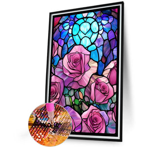 Glass Painting With Roses 40*60CM(Picture) Full Round Drill Diamond Painting