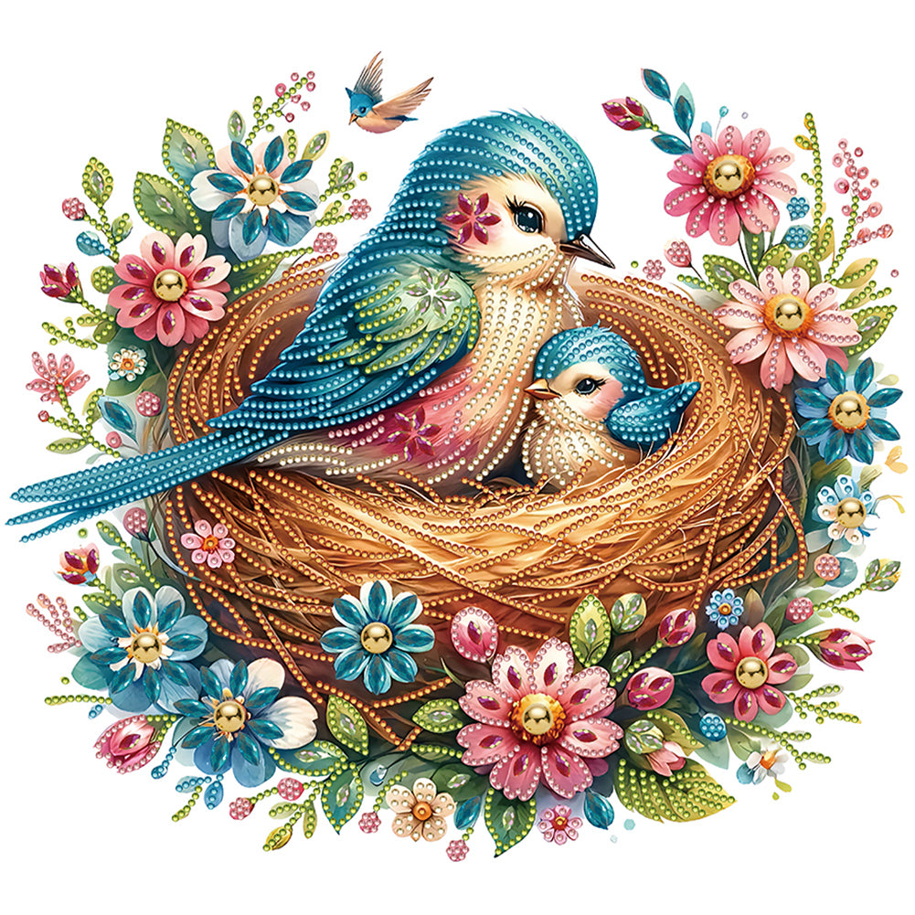 Mother Bird And Baby Bird 40*40CM(Canvas) Partial Special Shaped Drill Diamond Painting