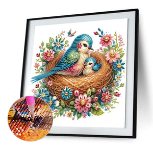 Mother Bird And Baby Bird 40*40CM(Canvas) Partial Special Shaped Drill Diamond Painting