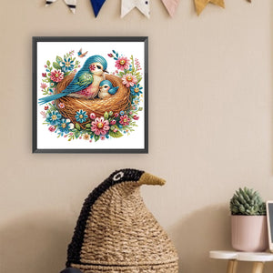 Mother Bird And Baby Bird 40*40CM(Canvas) Partial Special Shaped Drill Diamond Painting