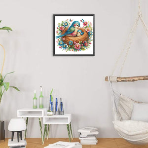 Mother Bird And Baby Bird 40*40CM(Canvas) Partial Special Shaped Drill Diamond Painting