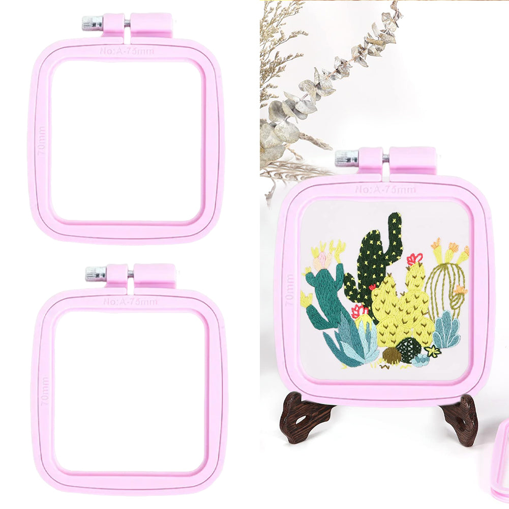 Square Embroidery Hoop Plastic Cross Stitch Hoop DIY Craft Sewing (Purple)