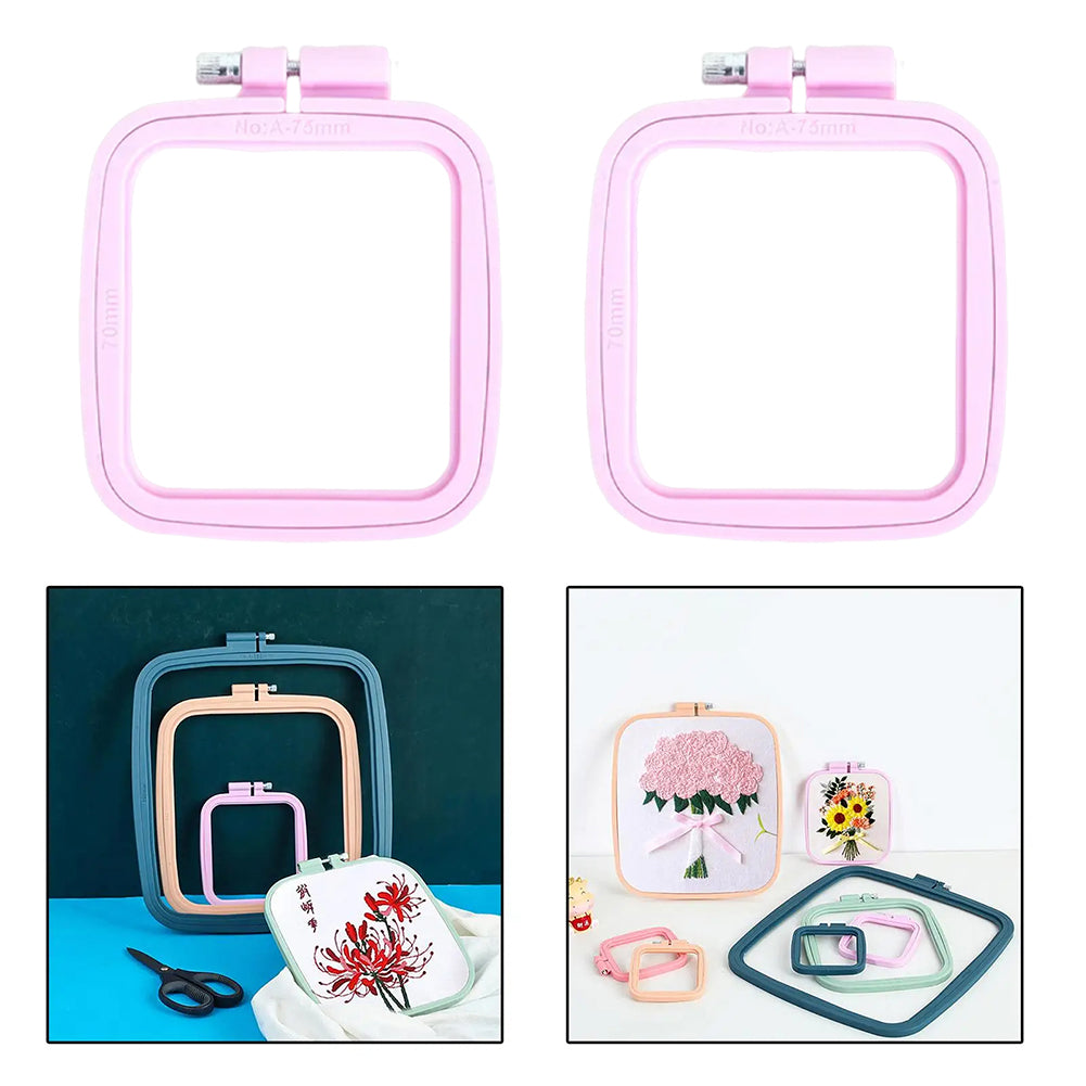 Square Embroidery Hoop Plastic Cross Stitch Hoop DIY Craft Sewing (Purple)
